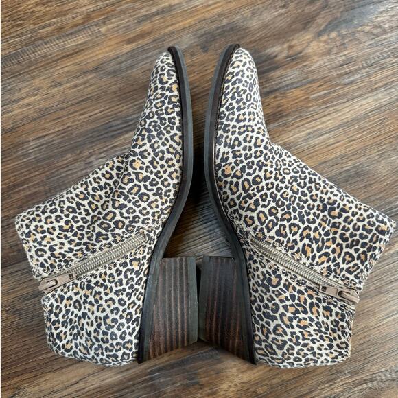 Lucky Brand LK Felisie leopard fringe bootie boots Brown Shoe Zip Up  size 6 - Picture 5 of 13